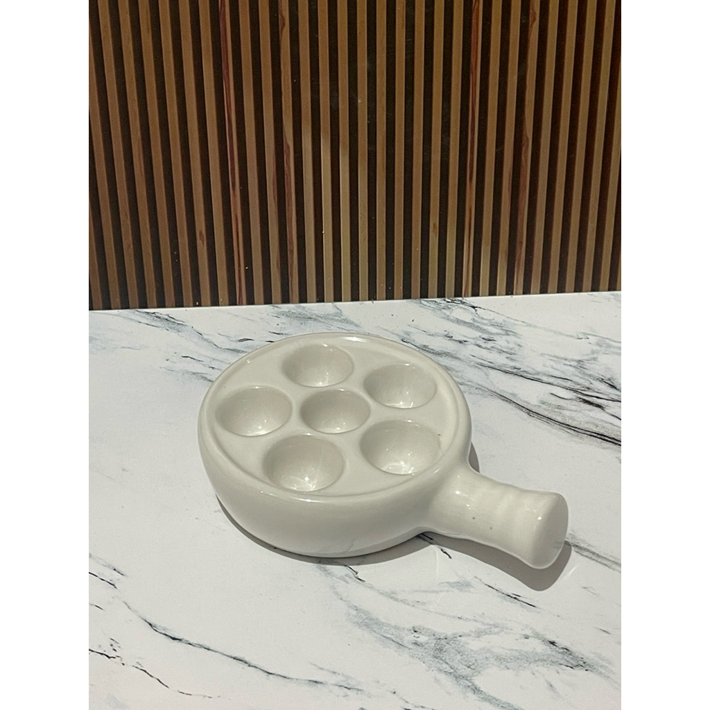 Escargot Pan  - Panci Pot Piring Hidangan Escargot Bekicot bahan Keramik Keramic Putih Riject kualit