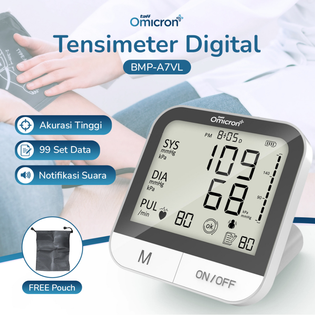 Tensimeter Digital Pengukur Tekanan Darah English Voice TaffOmicron BMP-A7VL