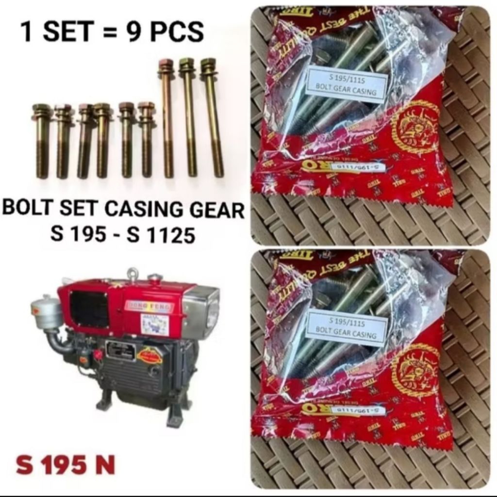 Bolt set casing gear Baut komplit tutup samping kap engkol mesin diesel pengerak s195 s1100 s1110 s1