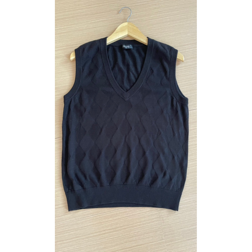 PL Vest Rajut /Rompi Rajut Hitam motif Ketupat