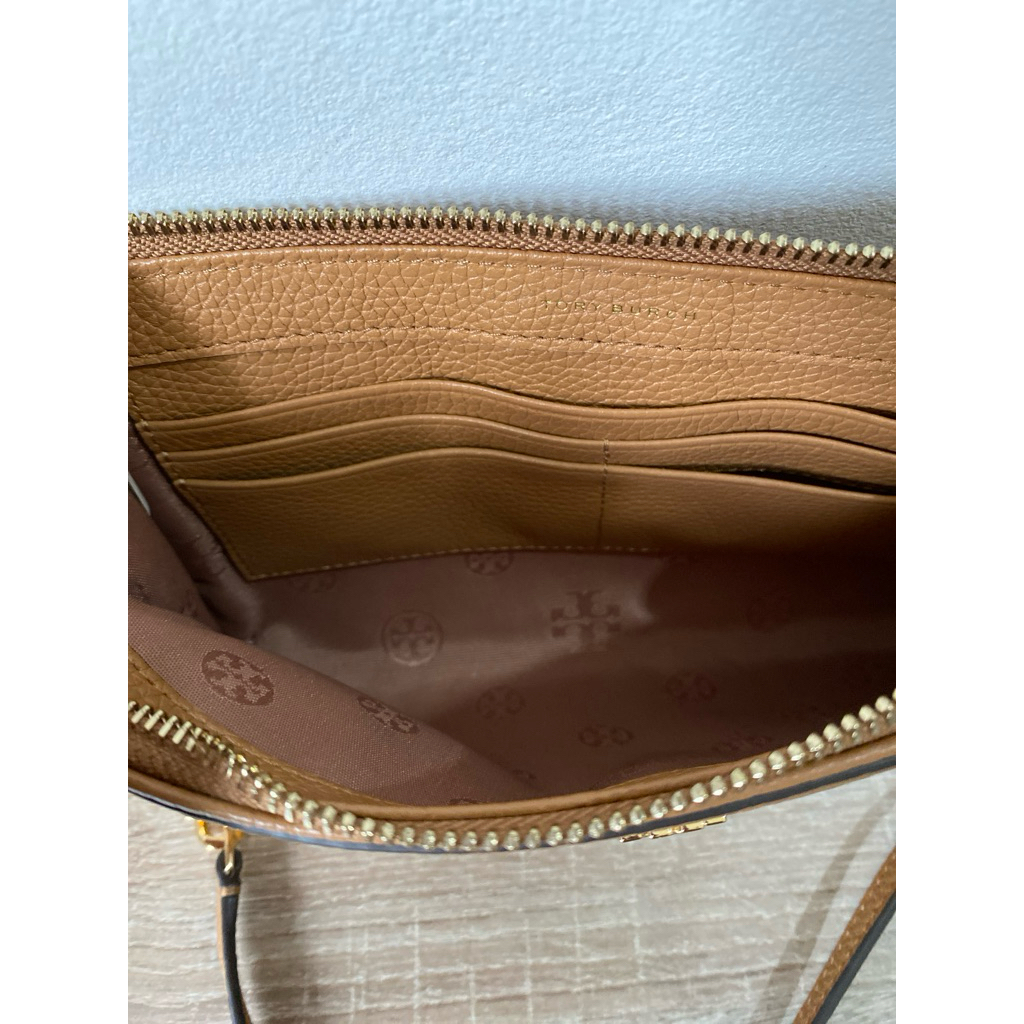 Branded sling bag Tori Burch warna coklat khaki