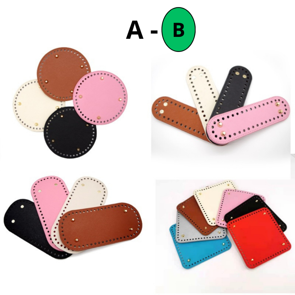 Alas Tas Rajut Import Premium Bulat Persegi Panjang PU Kulit Leather Base 20x8cm - 32x27cm