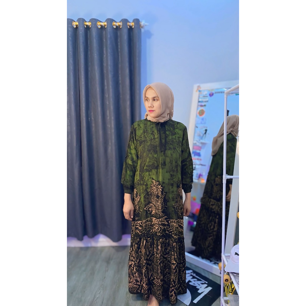 Gamis harian kondangan batik pekalongan motif jeans