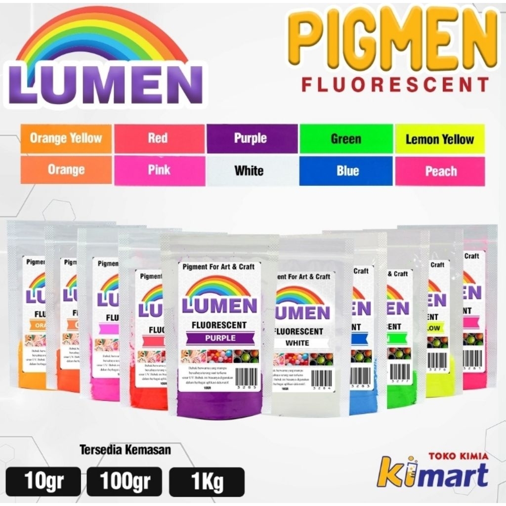 LUMEN pigmen fluorescent powder   100gr pigmen warna  neon bubuk warna stabilo