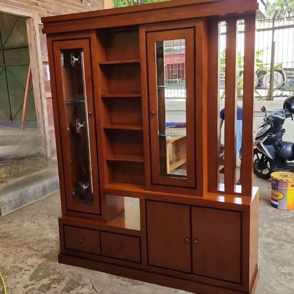 bufet partisi jati great A solid/bufet tv jati/bufet penyekat ruangan jati minimalis ukuran 180x200