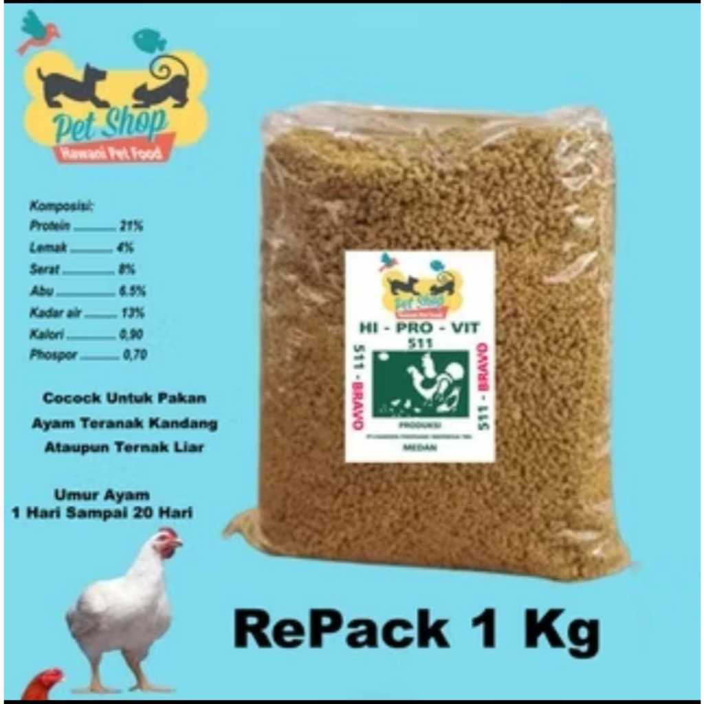 Pur Ayam 511 Voer Pakan Ayam Hi Pro Vite 511 Charoen Pokphand / Kemasan 1 Kg