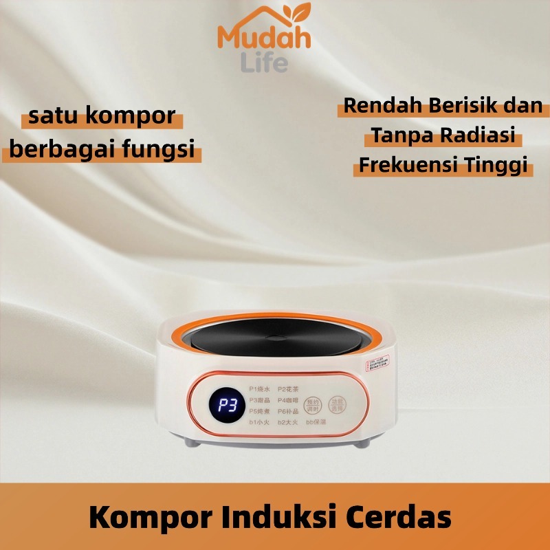 Kompor listrik portable kecil 600W, kompor induksi mini untuk rumah dan traveling, kompor induksi mi
