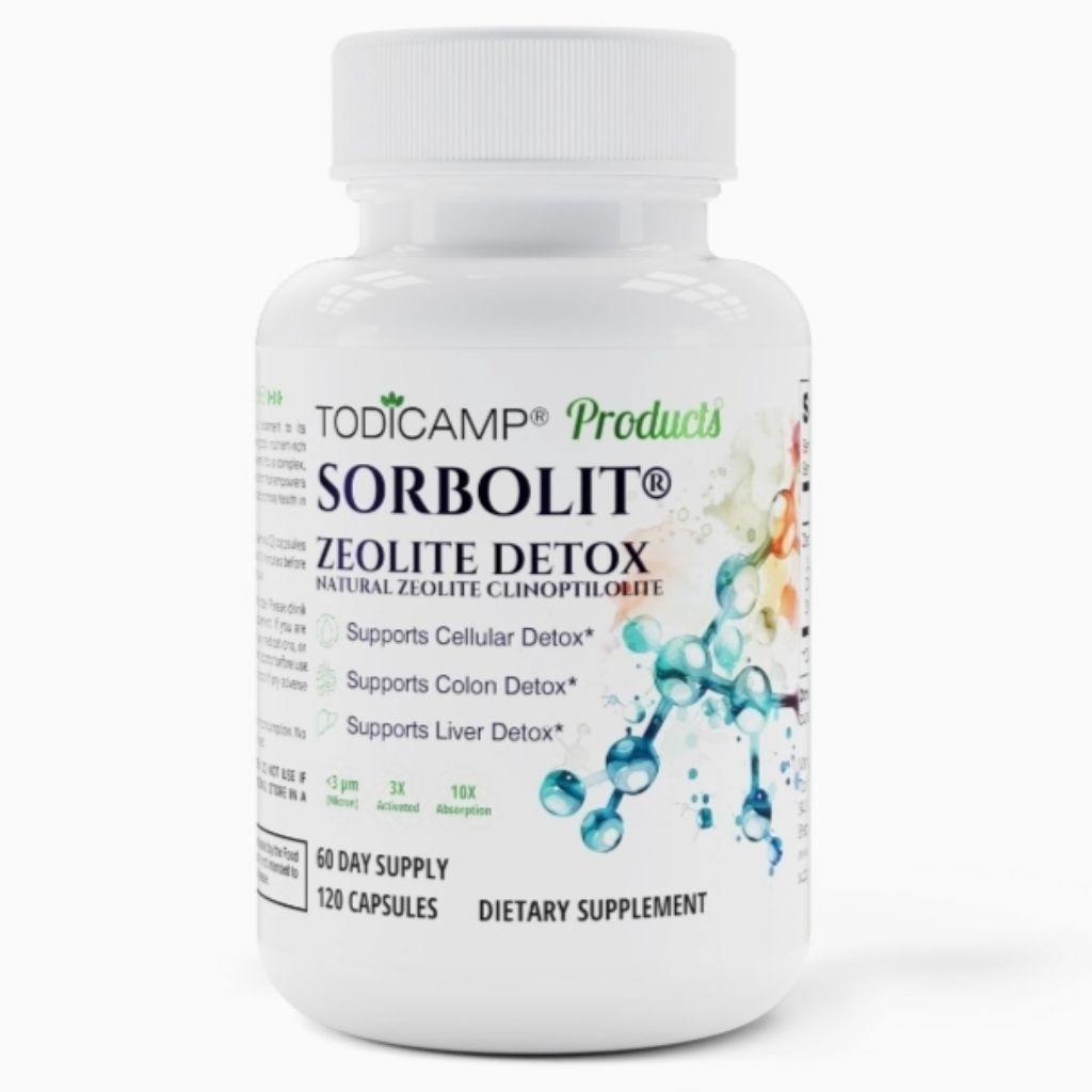 Todicamp Zeolite Detox Sorbolit 120 Capsules Supplement for Full Body Detox Gut Cleanse, Cellular an