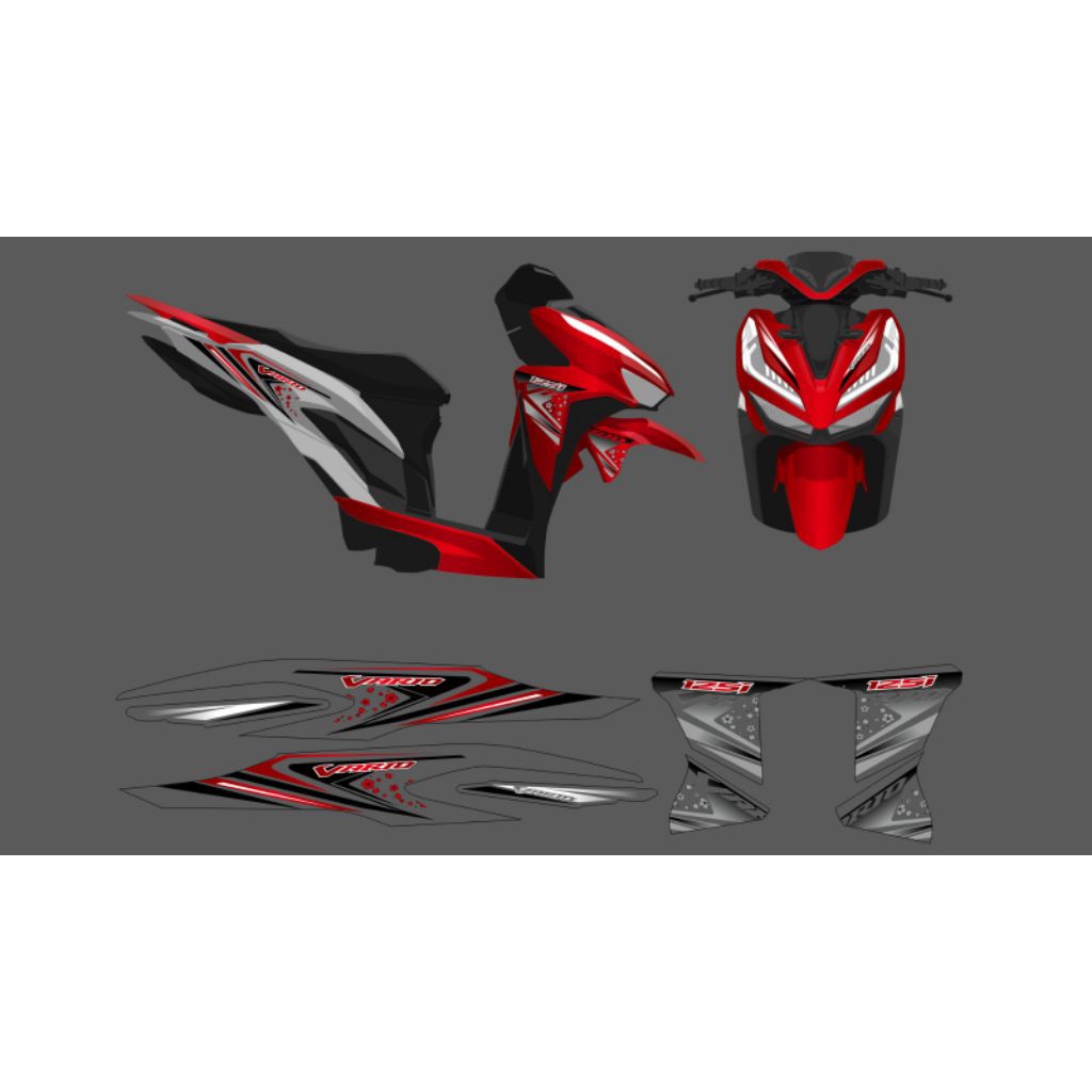 Striping Sticker Transparan Vario Led New Gen 1 125&150 Custom Barcode Style Vietnam