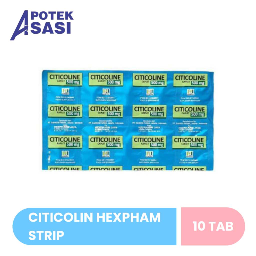 Citicoline 500 mg HJ Strip 10 Tab - Vitamin & Suplemen Untuk Fungsi Dan Integritas Sel-Sel Otak
