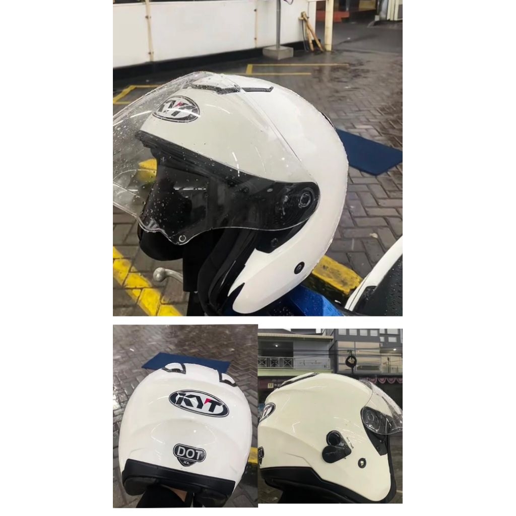 Helm KYT Kyoto original ukuran xL kaca bening warna putih
