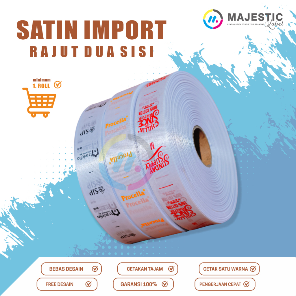 label satin import/ satin rajut dua sisi /satin tebal / label baju /washing label