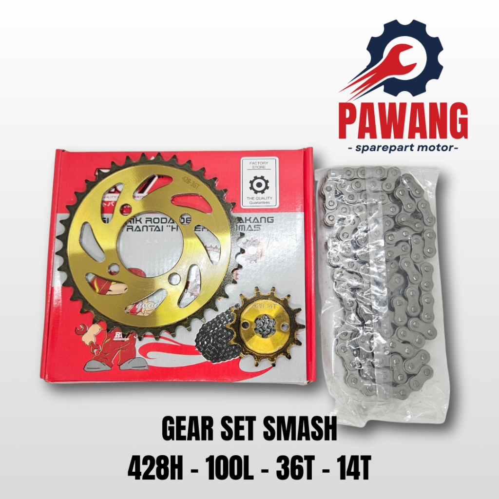 GEAR GIR SET ASSY SMASH 428H 100L 36T 14T GEAR GIR SET GIR PAKET SMASH