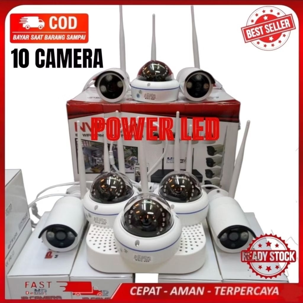 PAKET CCTV NVR KIT WIRELESS 10CH 10 CAMERA INDOOR OUTDOOR 8MP