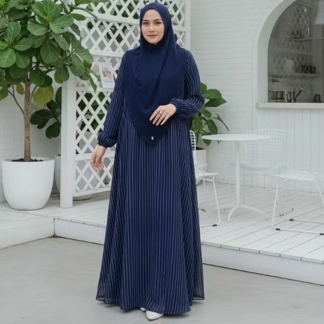 ABAYA STRIPE BY ZAFEETRI (GAMIS SAJA) // GAMIS SYARI CERUTTI MOTIF STRIPE