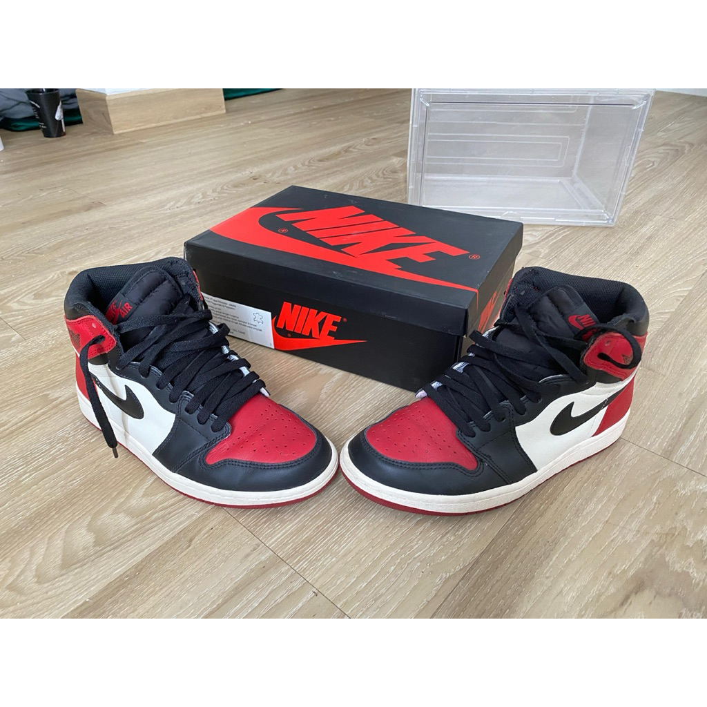 Air jordan 1 high bred toe (black & red)
