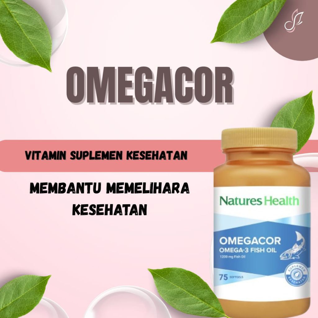 NATURES HEALTH OMEGACOR ASLI ORIGINAL OMEGA 3 FISH OIL 75 SOFTGELS BPOM ORIGINAL