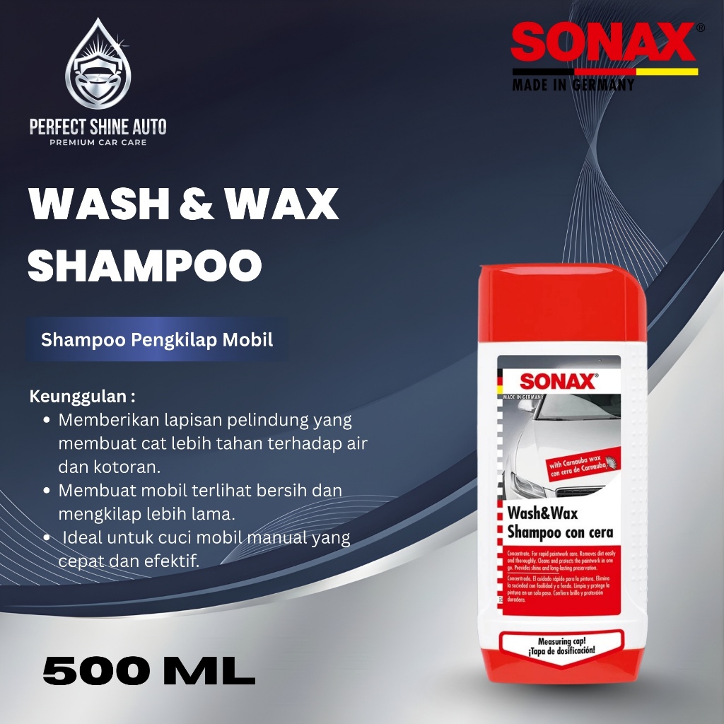 Sonax Wash & Wax 500ml - Shampo Wax Mobil