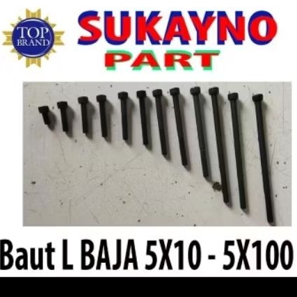 Baut L baja12. 9, m5x10 - m5x100,kunci L 4