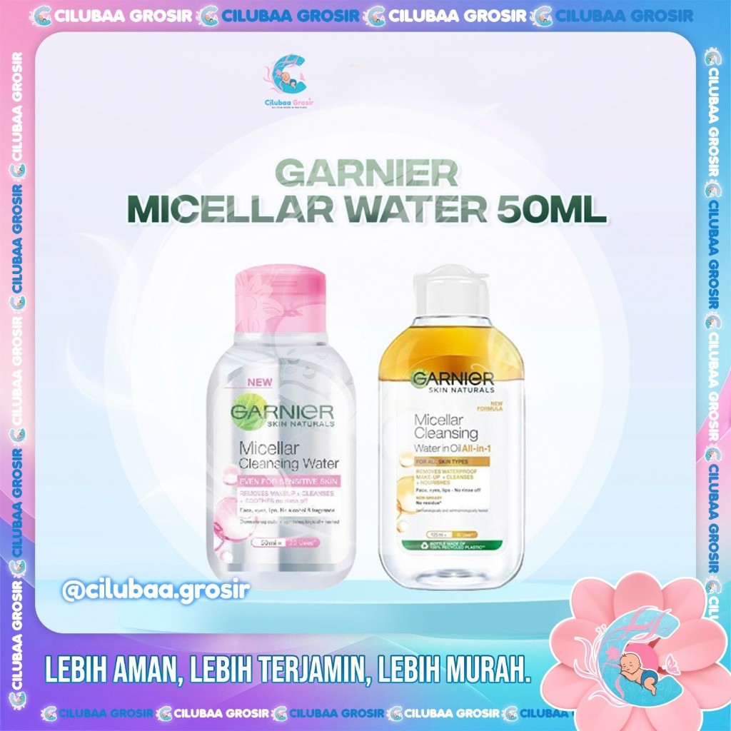 GARNIER Micellar Water Pink - Oil Infused Bipase 50mL || Micellar Water Make Up Remover