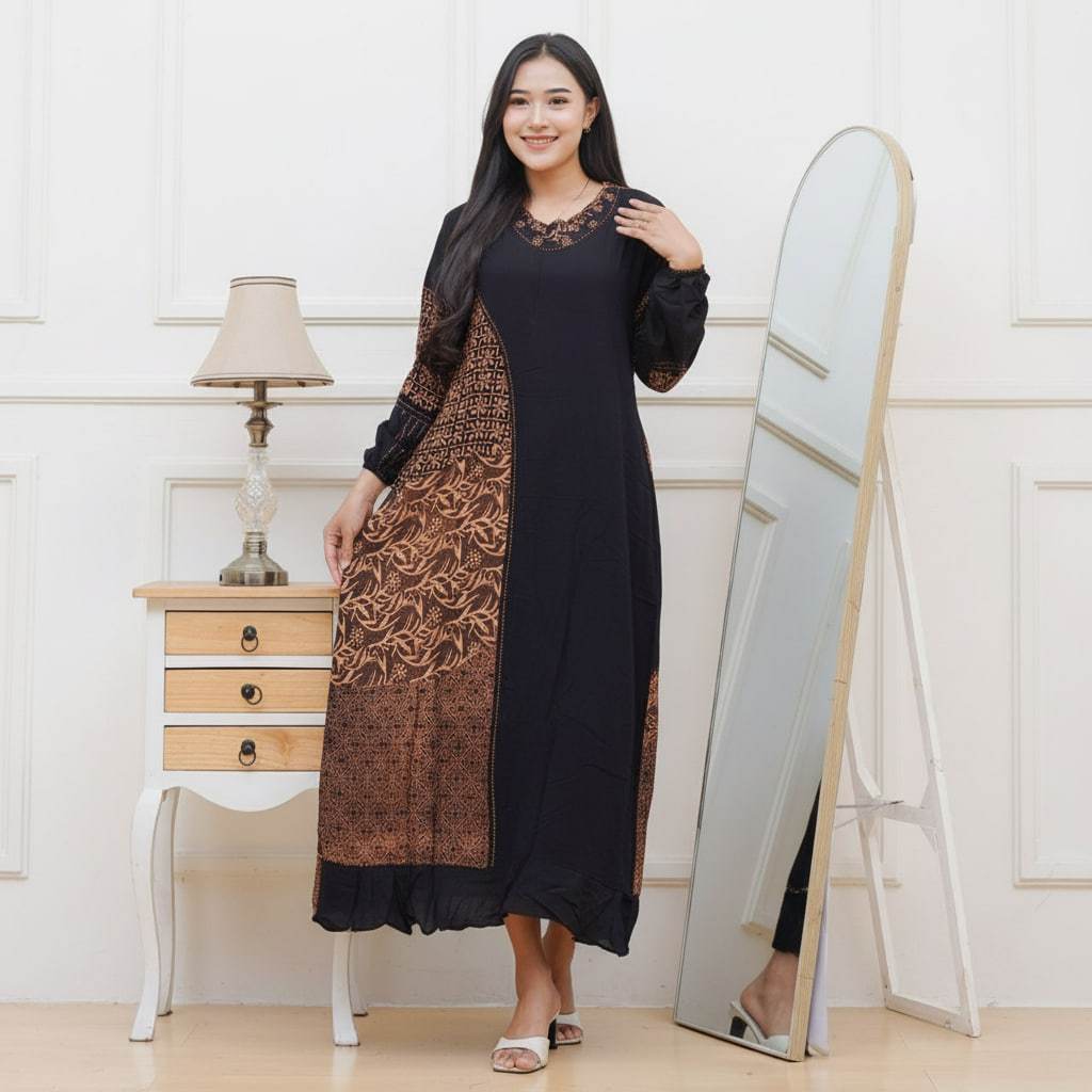 Baju Gamis Kirana Wanita Batik Pekalongan Rayon Adem Busui Kondangan Kekinian