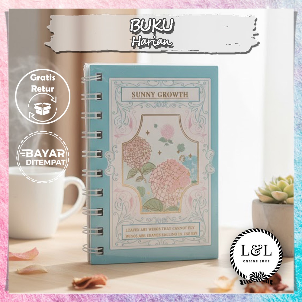 Buku Diary Aesthetic Bunga Spiral Buku Catatan Harian Lucu Kekinian Buku Diary Aesthetic Spiral Sunn