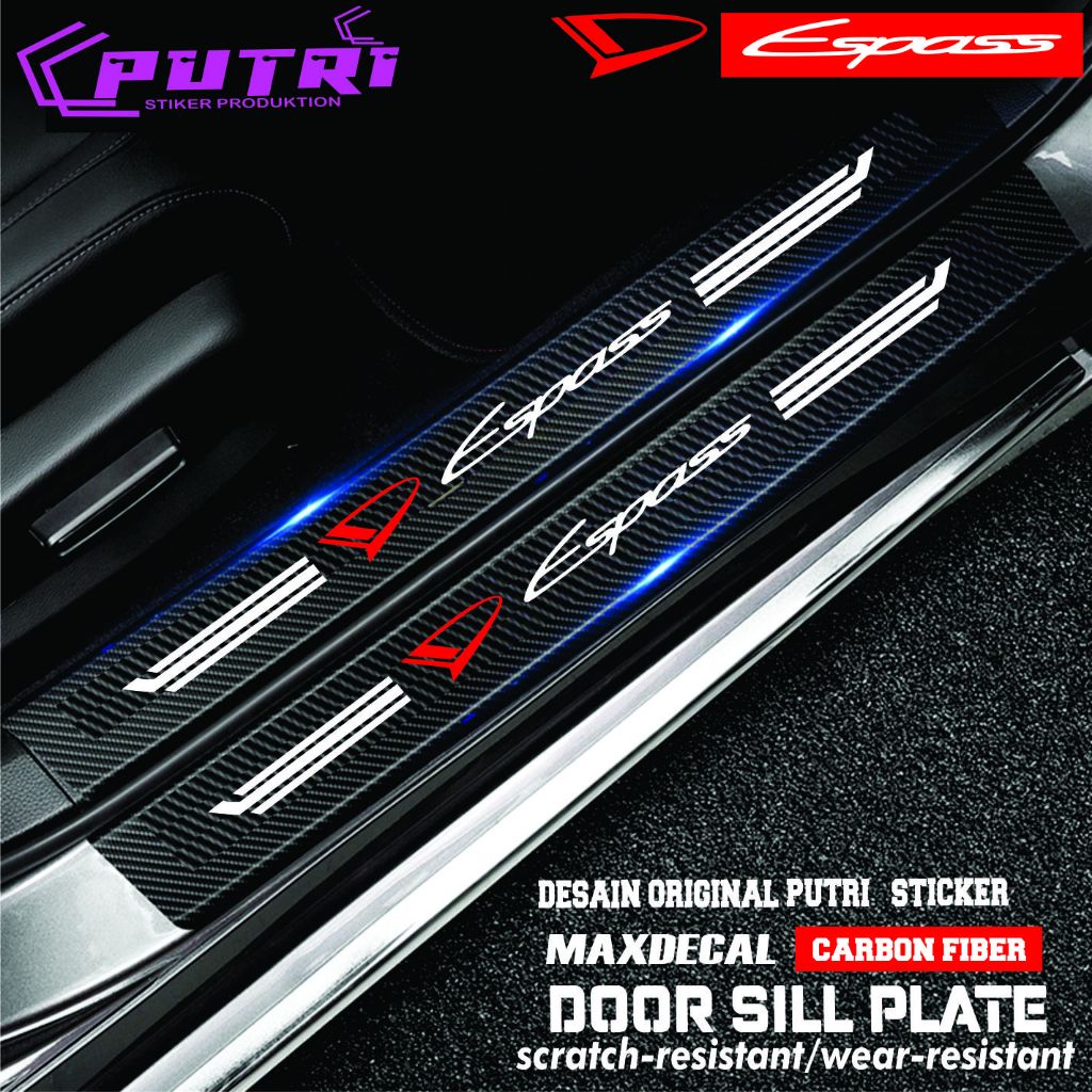 (COD) CARBON 3D MOBIL ESPASS STICKER SILL PLATE CARBON 3D PIJAKAN BUMPER BAGASI MOBIL DAIHATSU ESPAS