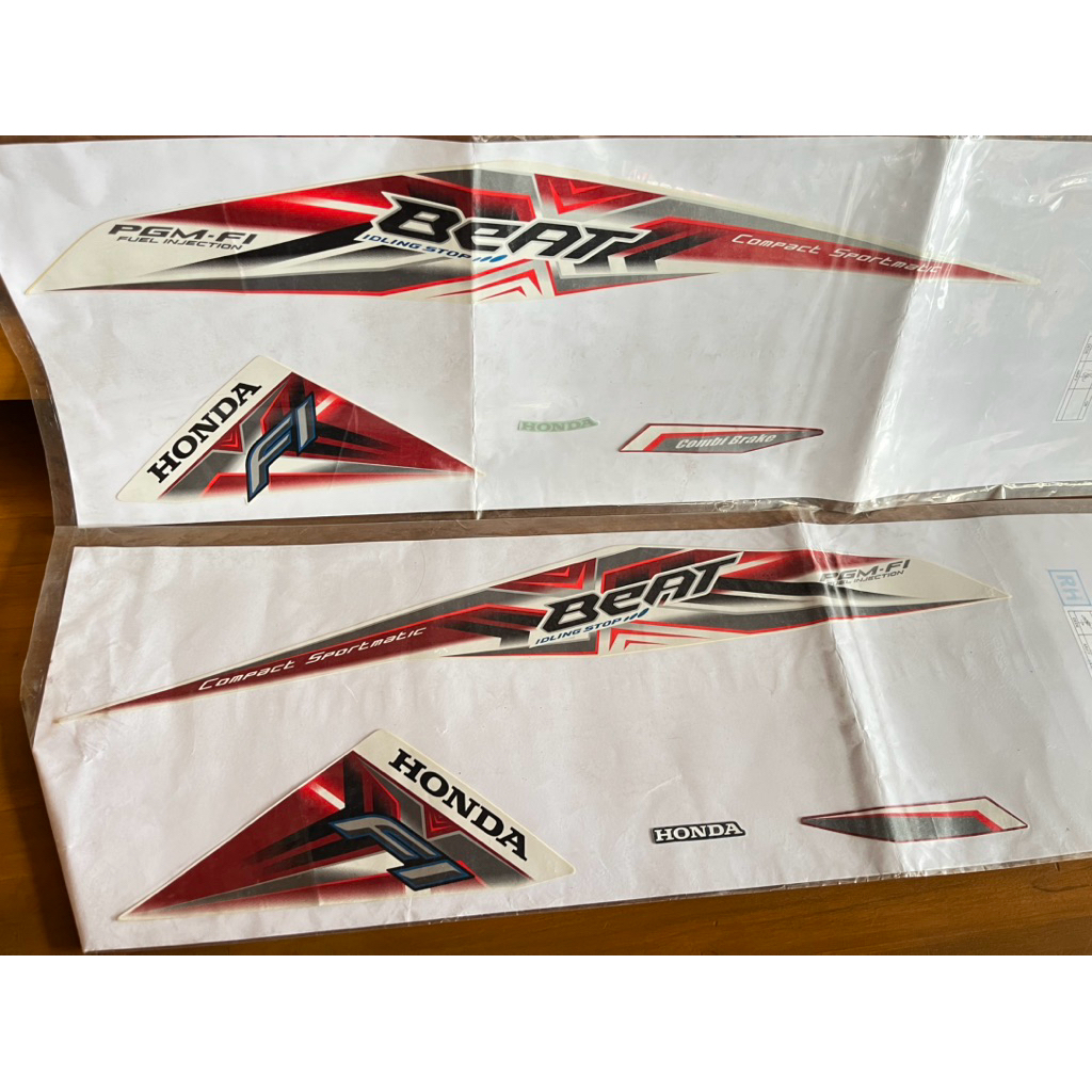Striping Sticker LIS HONDA BEAT X FI ISS 2015 2016 Putih Lis Merah ORIGINAL AHM 871X0-K25-610ZCR  87