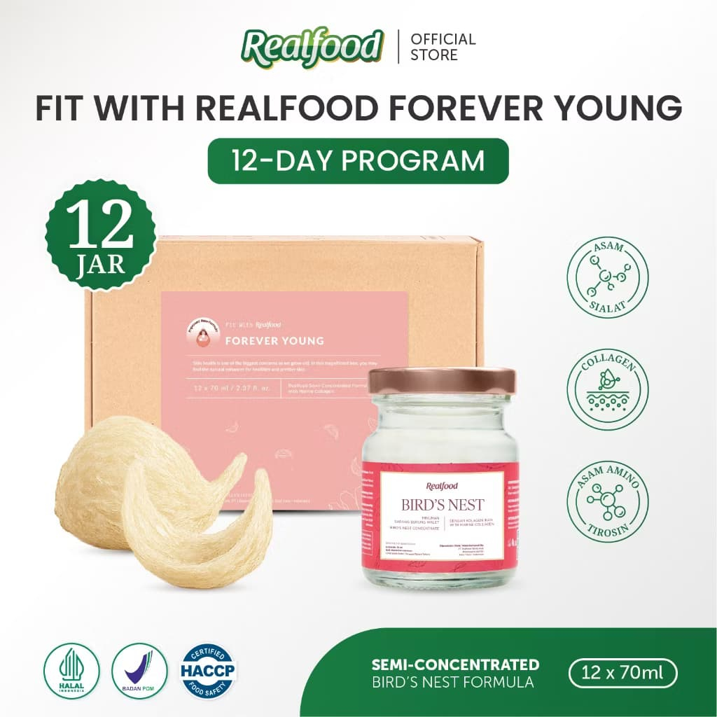 Realfood  Forever Young 12 Botol ( Bird Nest Minuman Sarang Burung Walet ) Bpom Halal