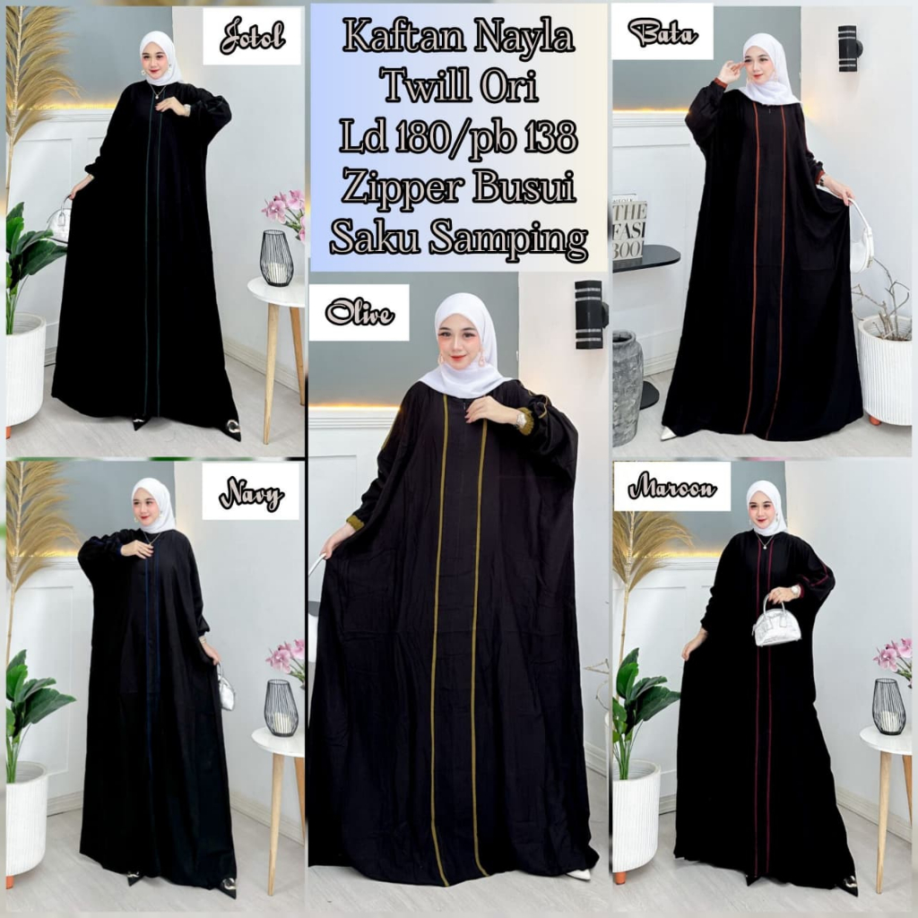 Daster Arab NONI JAMILAH Maxi Dress Gamis Hitam Kaftan Twill Premium Big Size