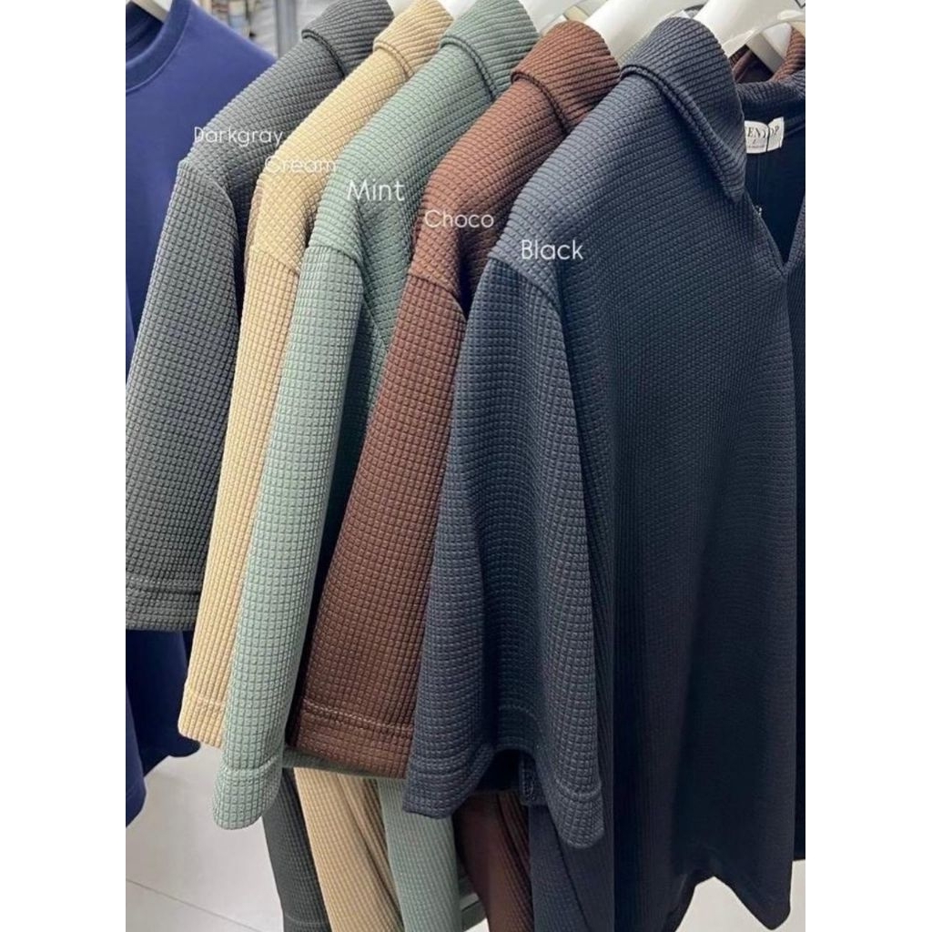 Kaos berkerah pria premium bangkok (BKK) brand Teen Top / Teentop, motif waffle