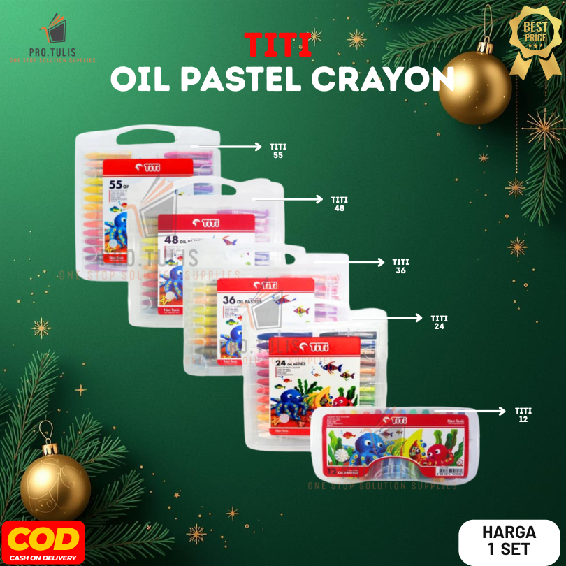 (1 SET) TITI Crayon Oil Pastel – Krayon Warna Cerah Non-Toxic LENGKAP ProTulis