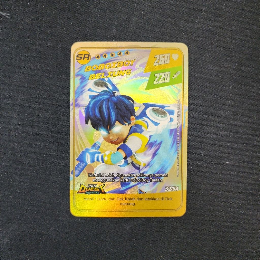 Kartu Boboiboy Monsta Galaxy Card - Boboiboy Beliung 32/54 (SR Rank Gold Card) Pek Quest Adventure