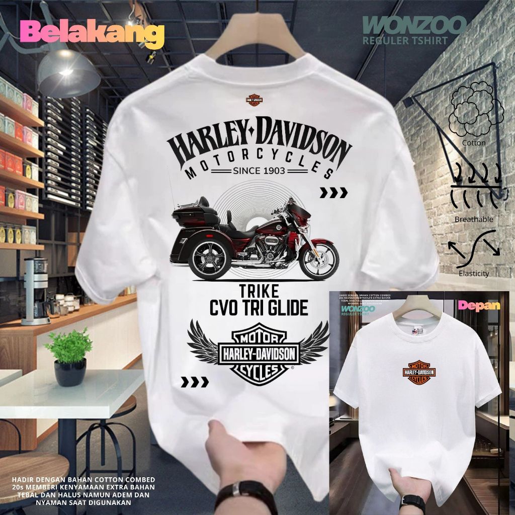 KAOS TSHIRT MOTOR HARLEY DAVIDSON CYCLES - BAJU HARLEY DAVIDSON HD - PREMIUM QUALITY