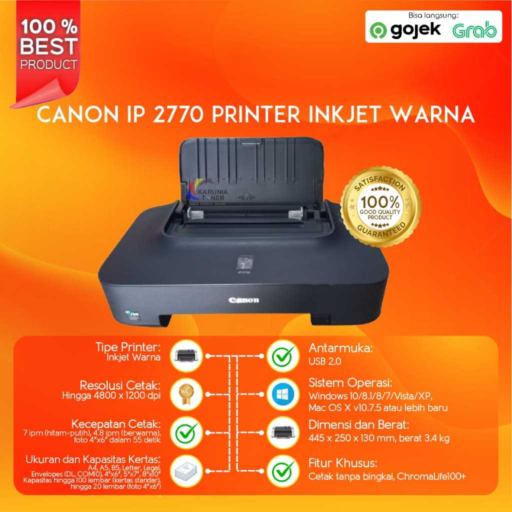 Printer Canon ip 2770 Second Kosongan Tanpa Cartridge