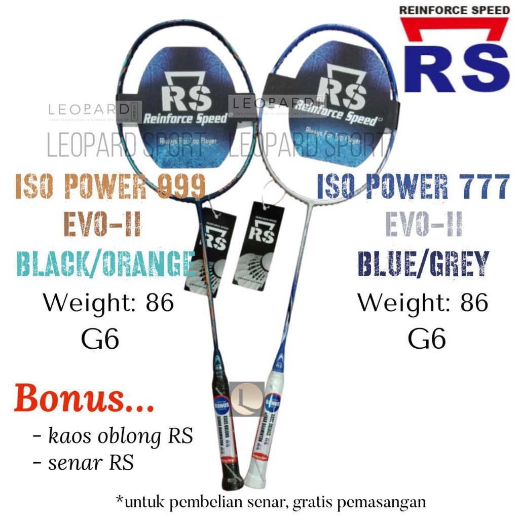 Raket Badminton RS ISO POWER 777 999 EVO-II / Raket RS