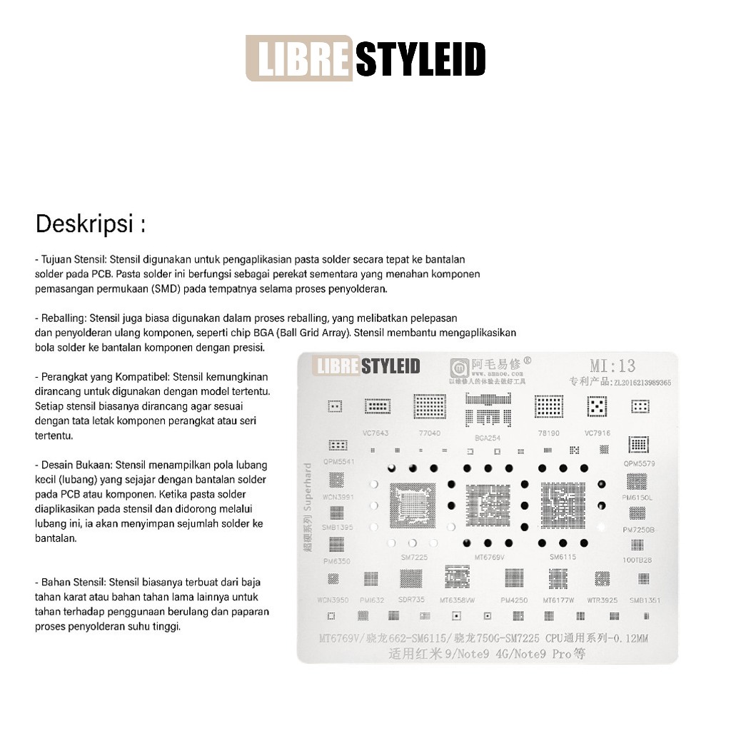 AMAOE MI:13 CETAKAN IC MT6769V/SNAPDRAGON 662- SM6115/SNAPDRAGON 750G-SM7225 CPU UNIVERSAL SERIES -0
