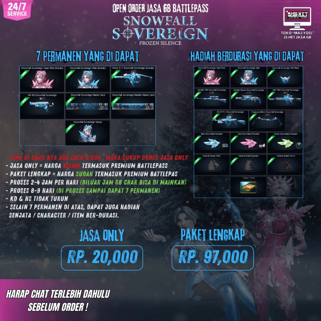 JASA GB BATTLEPASS SNOWFALL SOVEREIGN POINTBLANK. PB POINT BLANK GAME PC KOMPUTER