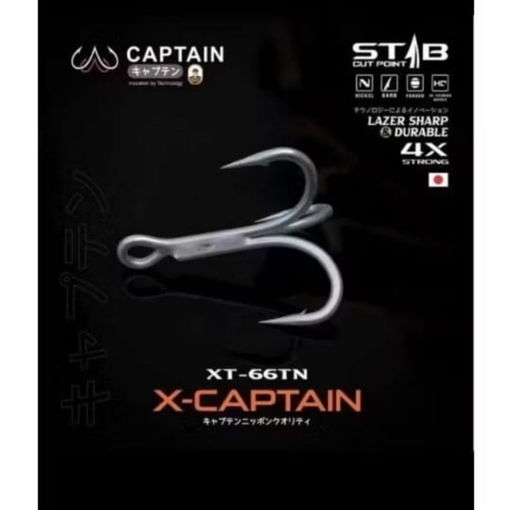 TREBLE HOOK X CAPTAIN 66-TN 4X STRONG ORIGINAL.TEBAL,KUAT,TAHAN KARAT DAN ANTI MOCEL