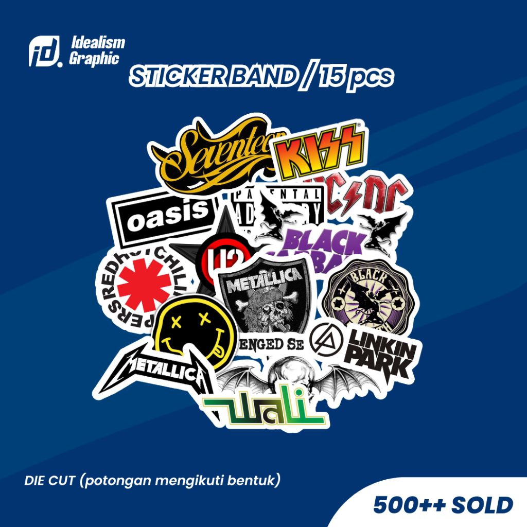 Sticker Logo Band Pack - Sticker Die Cut - Sticker Vynil - Sticker Logo Custom - Sticker Custom Nama