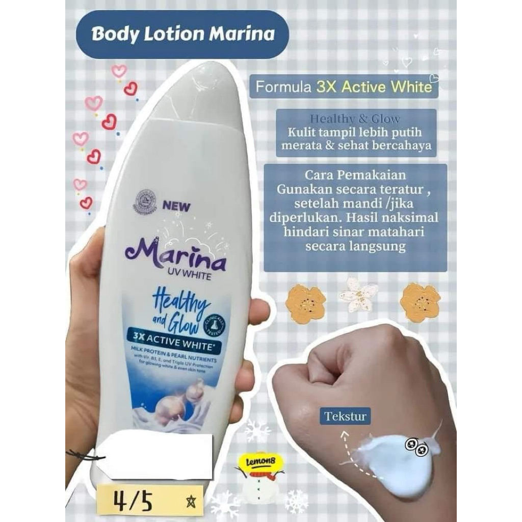 HANDBODY MARINA HEALTHY AND GLOW BIRU 460 ml