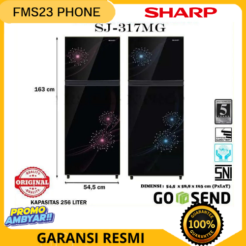 KULKAS SHARP SJ-317MG / 256 LITER / SJ 317 MG / SJ / SJ317MG / FREE ONGKIR