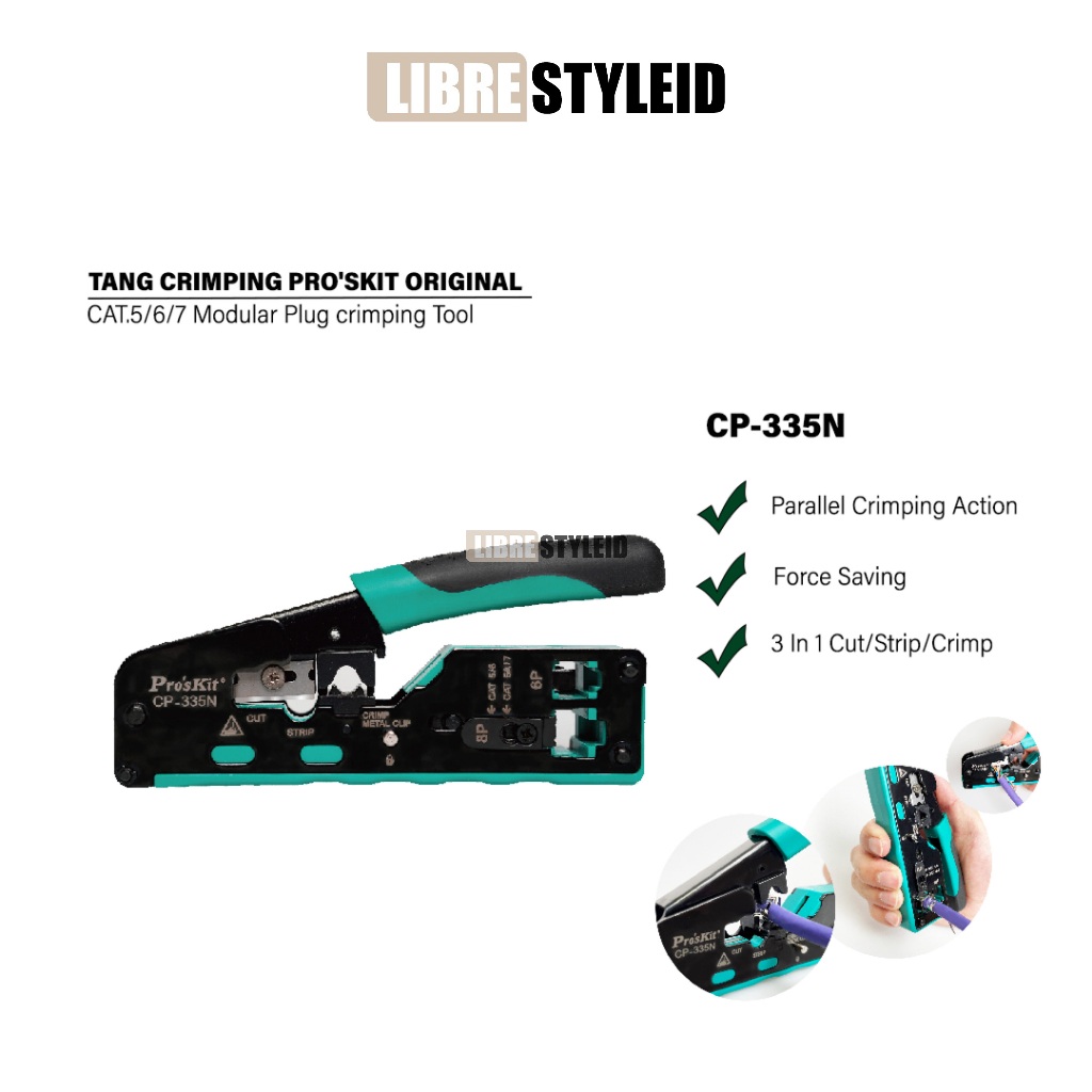 PRO'SKIT CP-335N TANG CRIMPING ORIGINAL-CAT.5/6/7 Modular Plug crimping Tool
