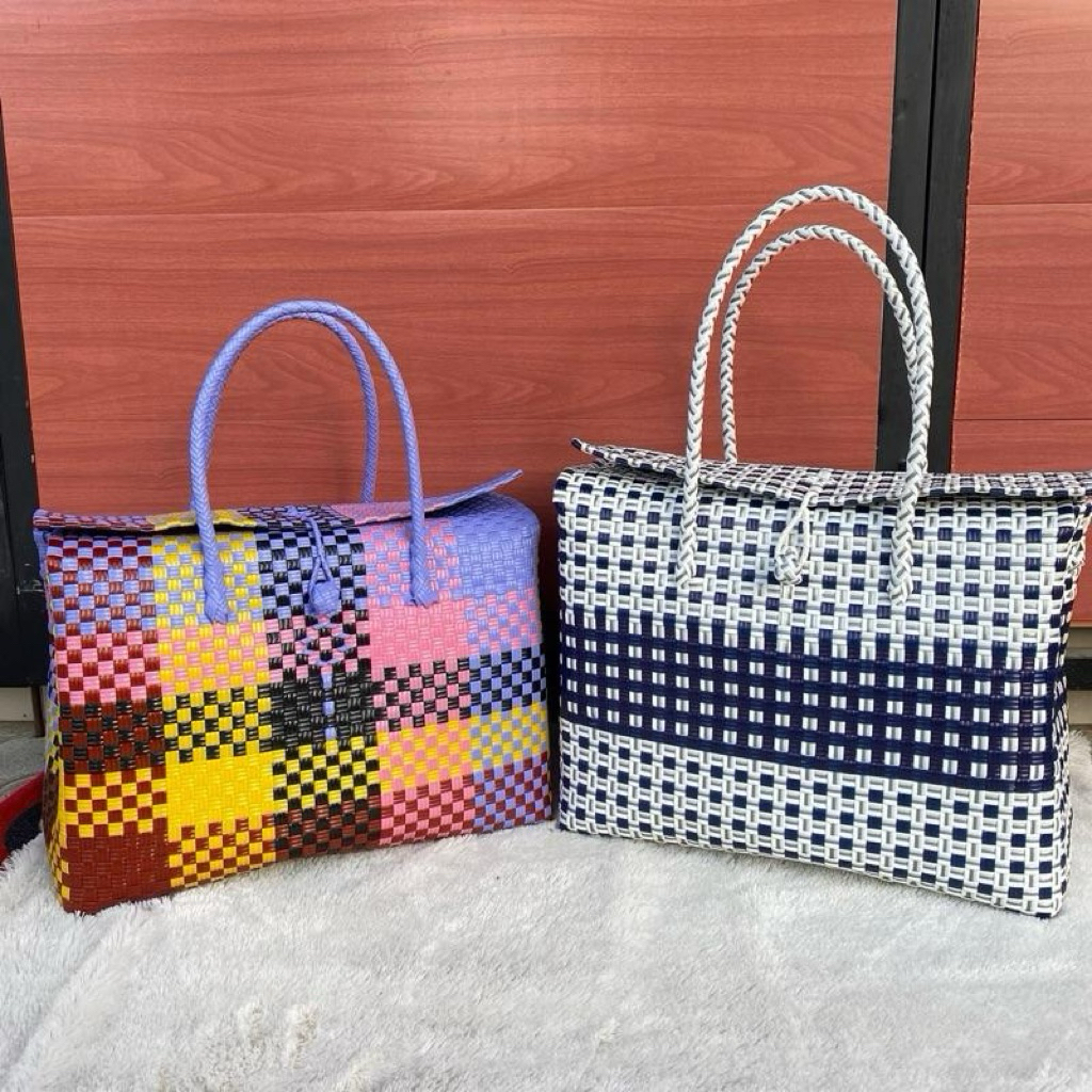 Tas Tote Anyaman Jumbo PAKET Dapat 2 Bahan Jally Premium Maksimal 15kg Totebag Wanita Plastik XXL Ju