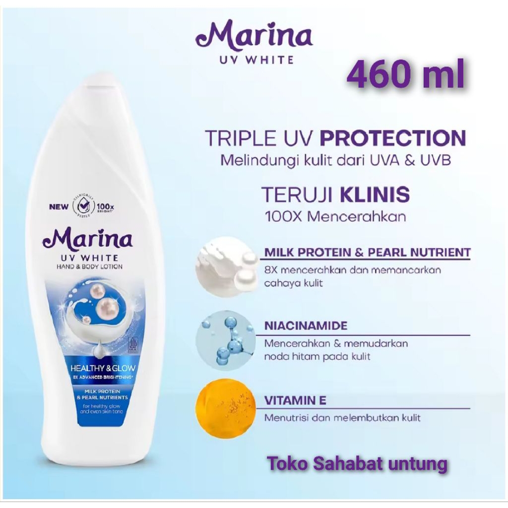 Marina UV white 460 ml healthy n glow/Marina UV  biru 460