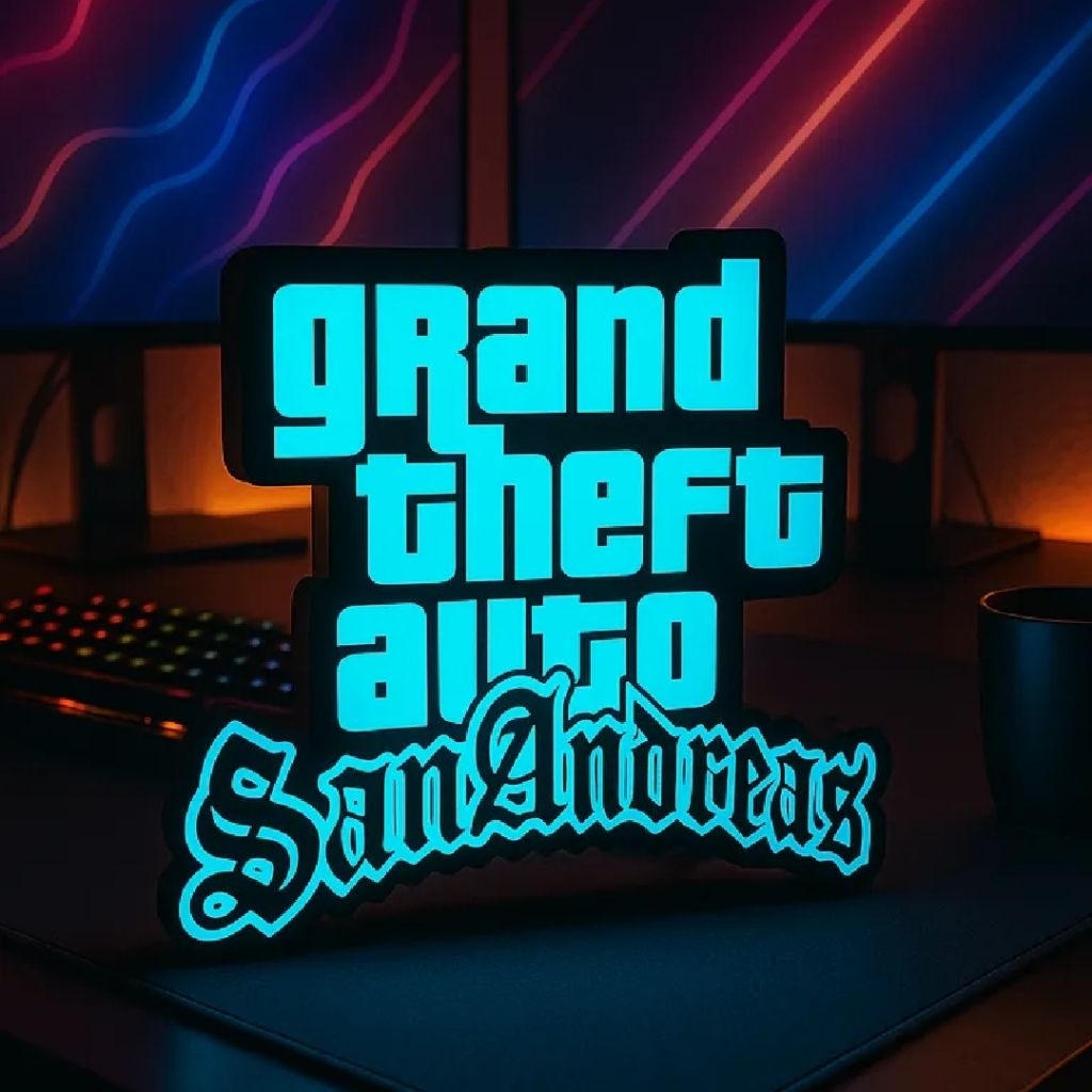 Lampu Meja Gaming GTA San Andreas RGB LED – Dekorasi Kamar Custom