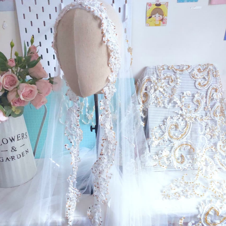 20H [Handmadebychindy] Headpiece Wedding/veil pengantin/ Suntiang modern/ Aksesoris hijab wedding