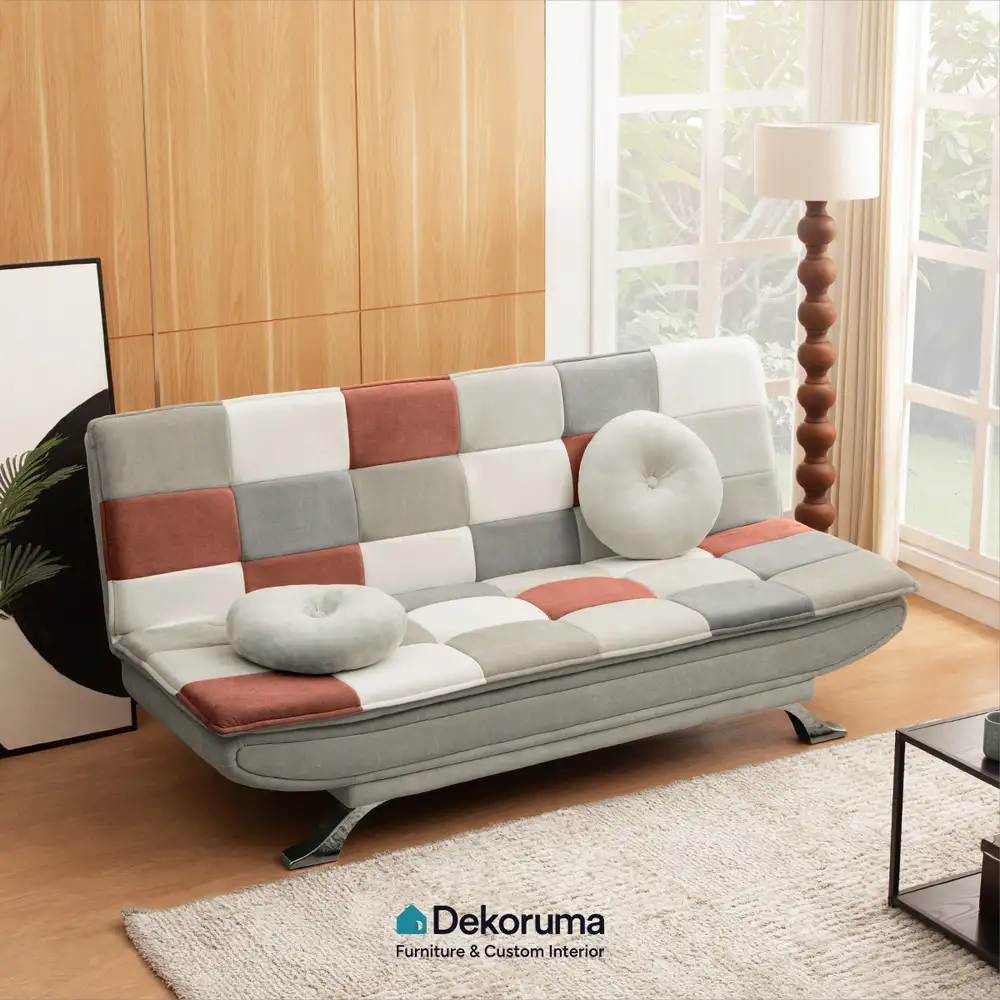 Dekoruma KUMO Sofa Bed / Sofa Bed Bahan Kain Motif dan Kulit / Sofa Bed Santai