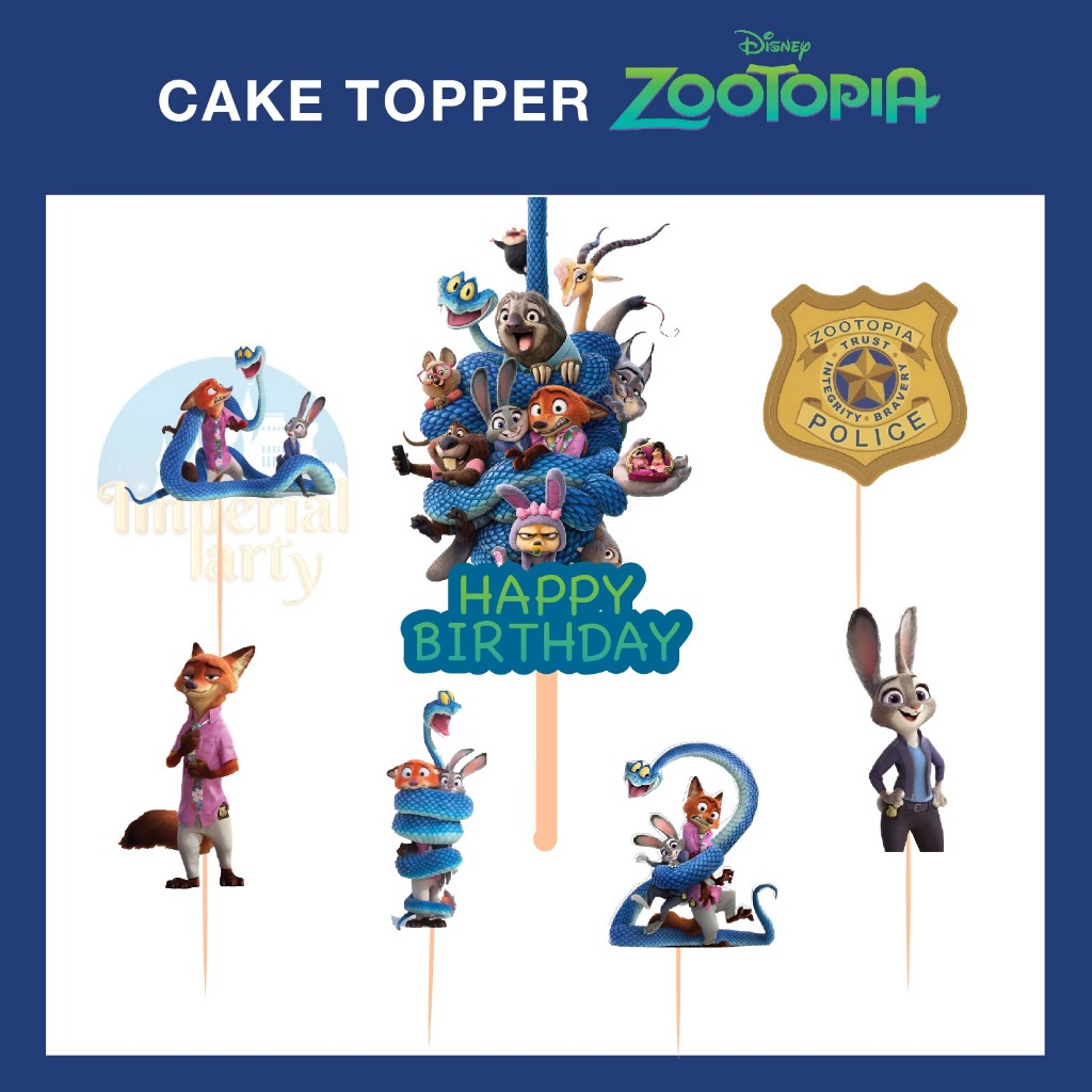 Cake Cupcake Topper Tusukan Kue Happy Birthday Zootopia
