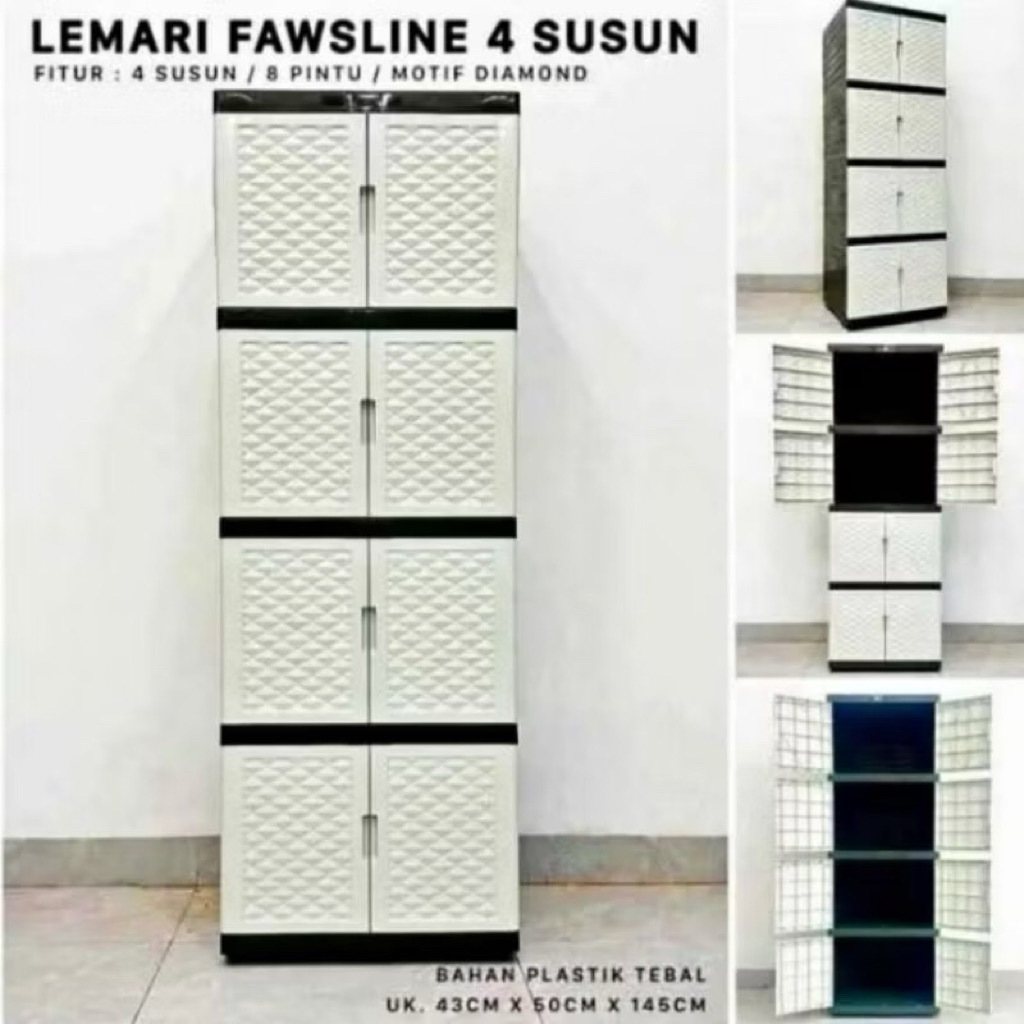 Lemari plastik Putih susun 4 Lemari fawsline putih